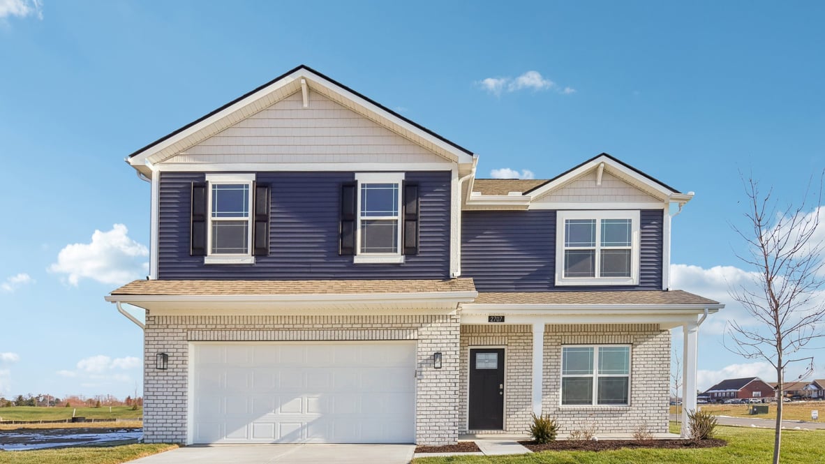front exterior 2 story home on corner homesite