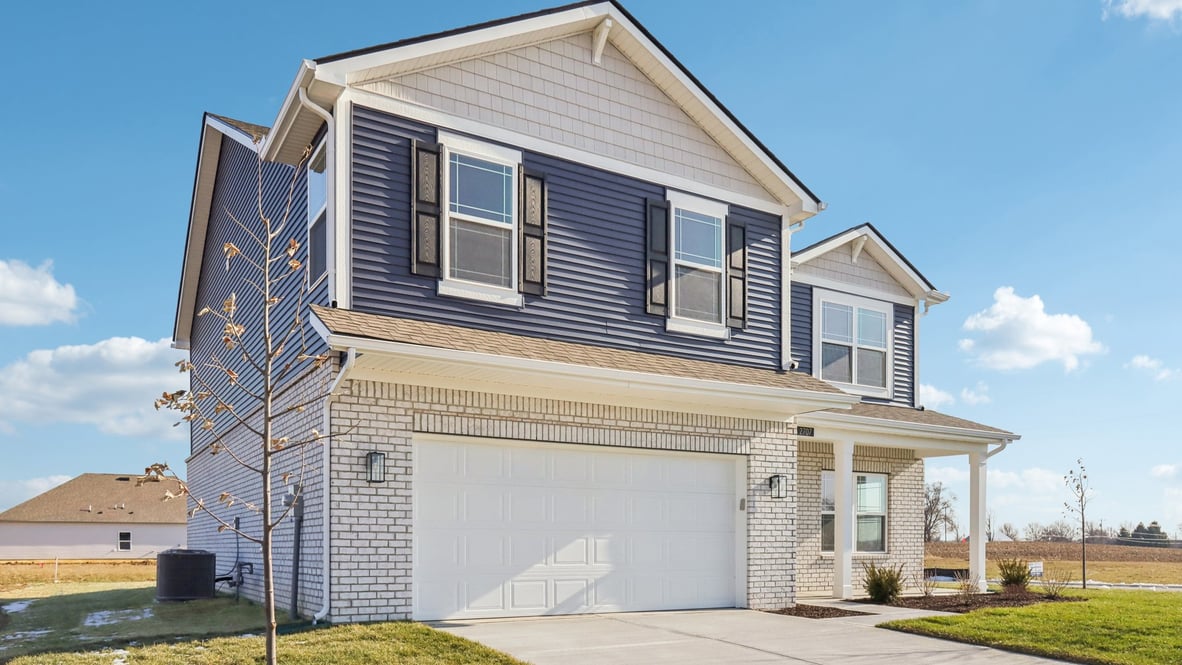 front exterior 2 story home on corner homesite