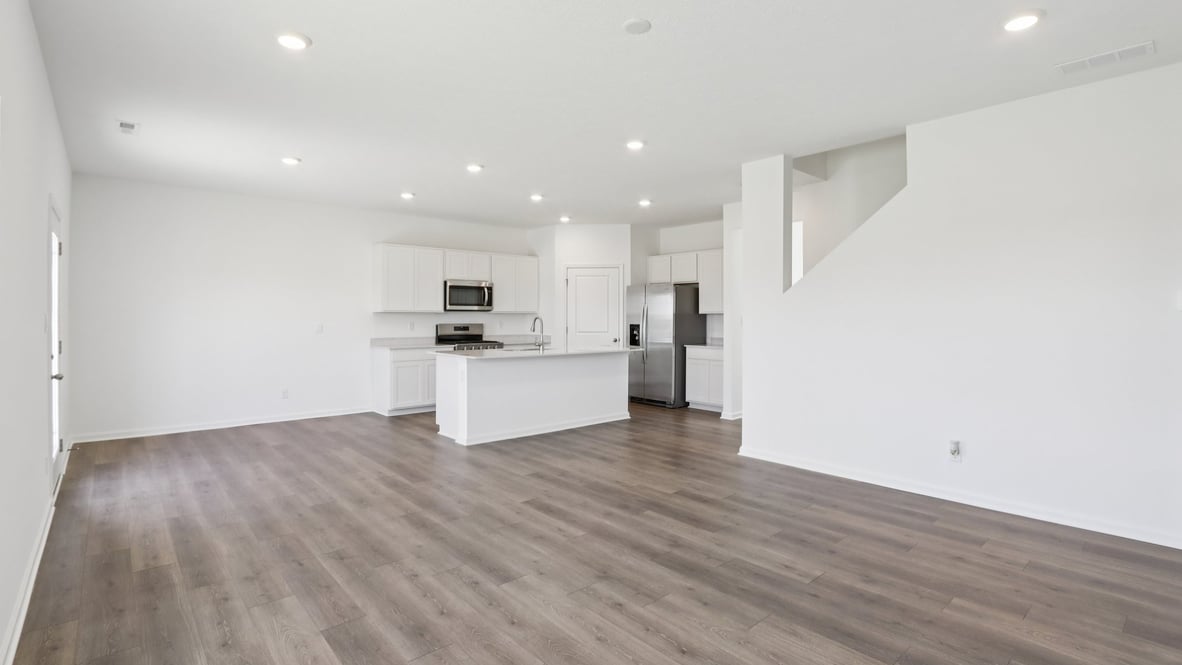 open concept living room to kitchen