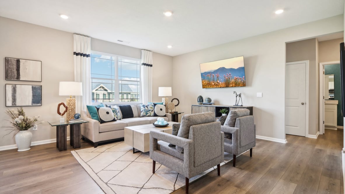 great room with large windows