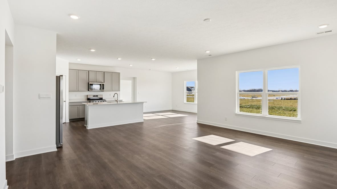 open concept kitchen and living space