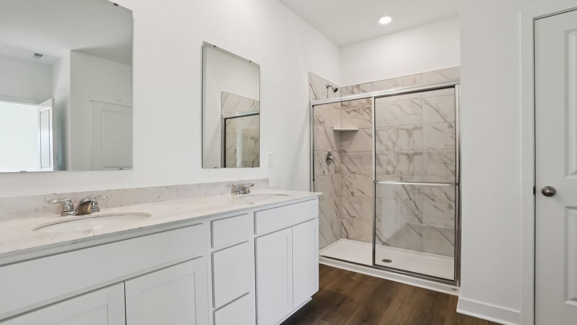 primary bathroom with walk-in shower