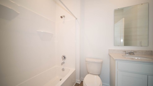 guest bathroom with shower and tub combo