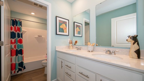 bathroom with shower and tub combo