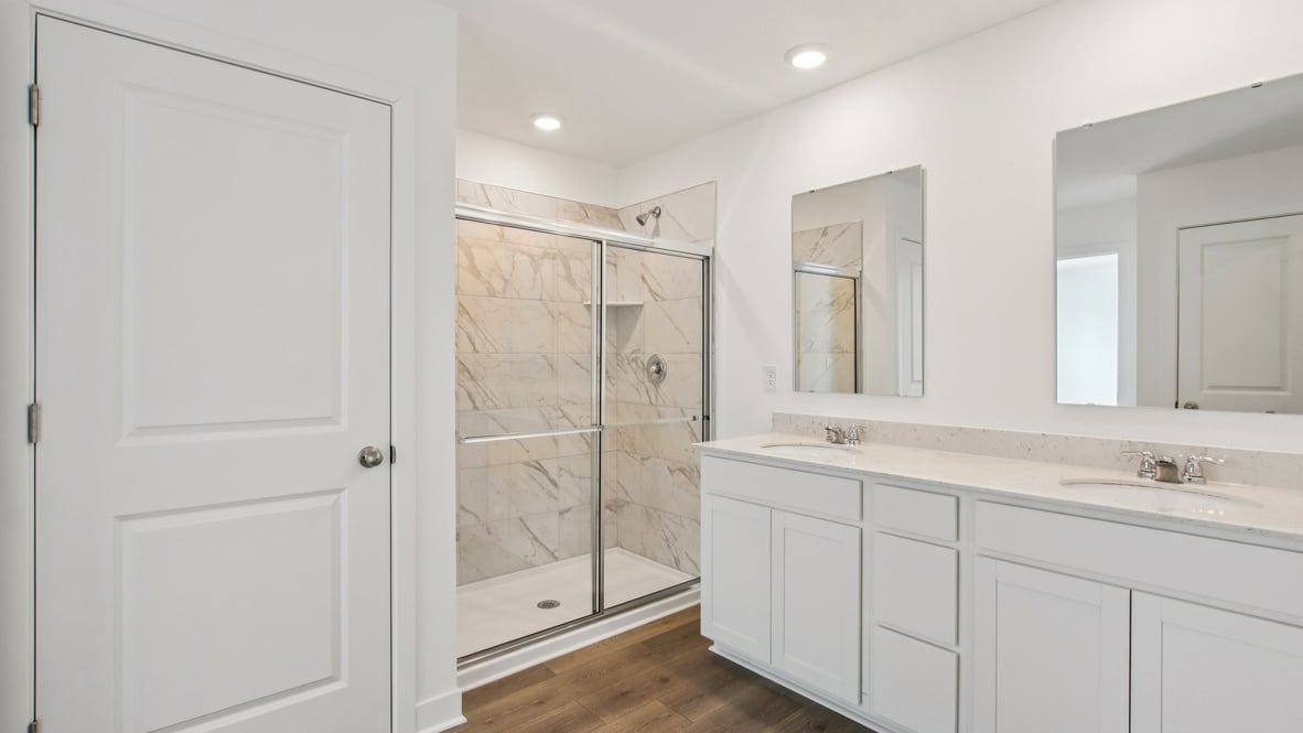 primary bathroom with walk-in shower