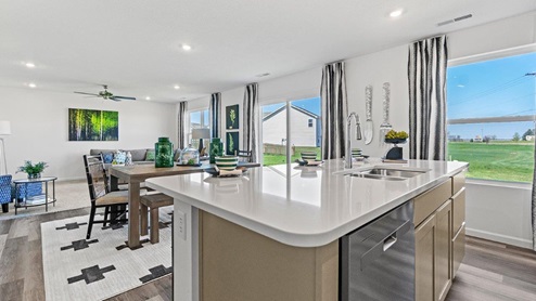 Livingston Lakes Holcombe model home with artic white quartz countertops