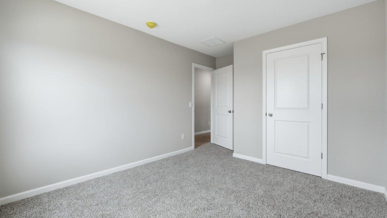 bedroom 4 with beige carpet, 1 windows, closet, and popular grey walls