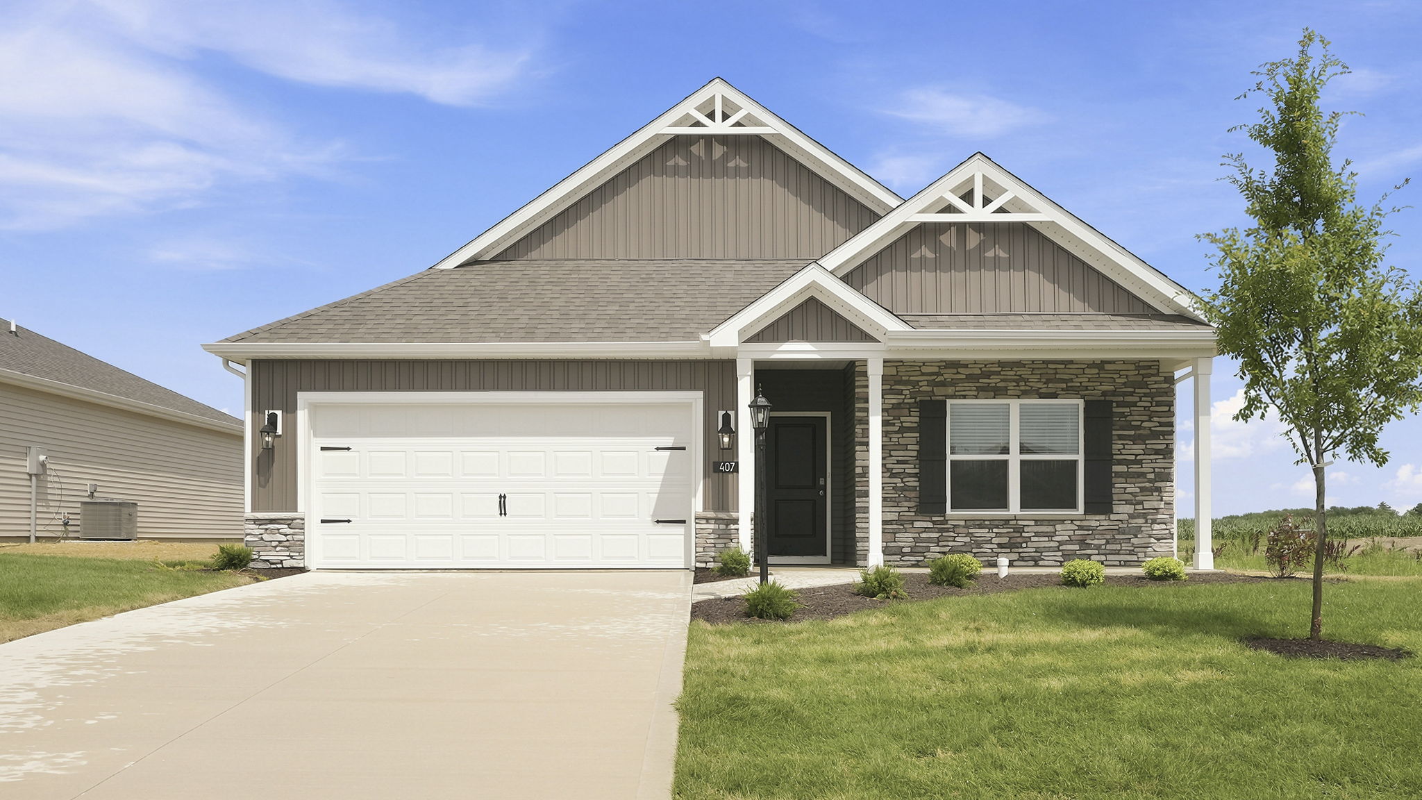 crosswind lakes spec home exterior with craftsman finishes
