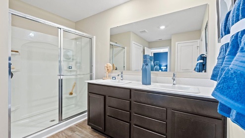 marcella model home primary bathroom