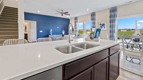 marcella model home kitchen with island