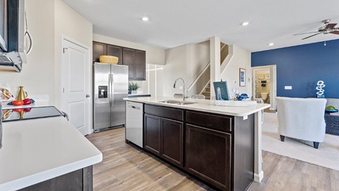 marcella model home open layout living room and kitchen