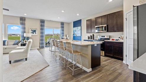 marcella model home open layout living room and kitchen