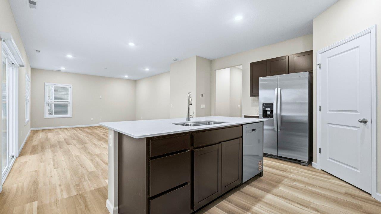 kitchen with sarsaparilla cabinets