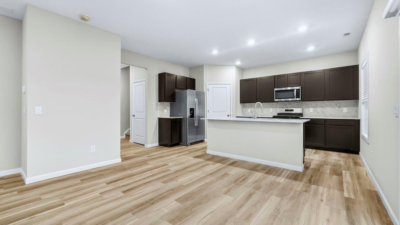 kitchen with sarsaparilla cabinets