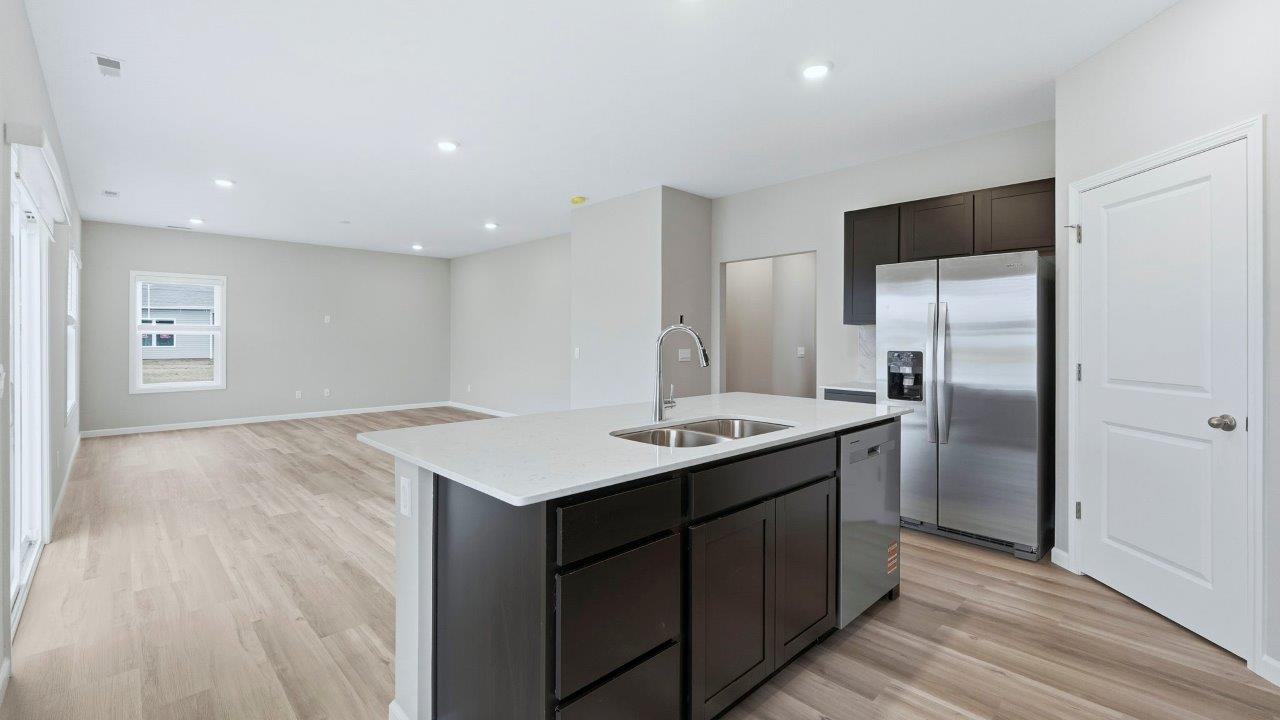 kitchen island overlooking dining