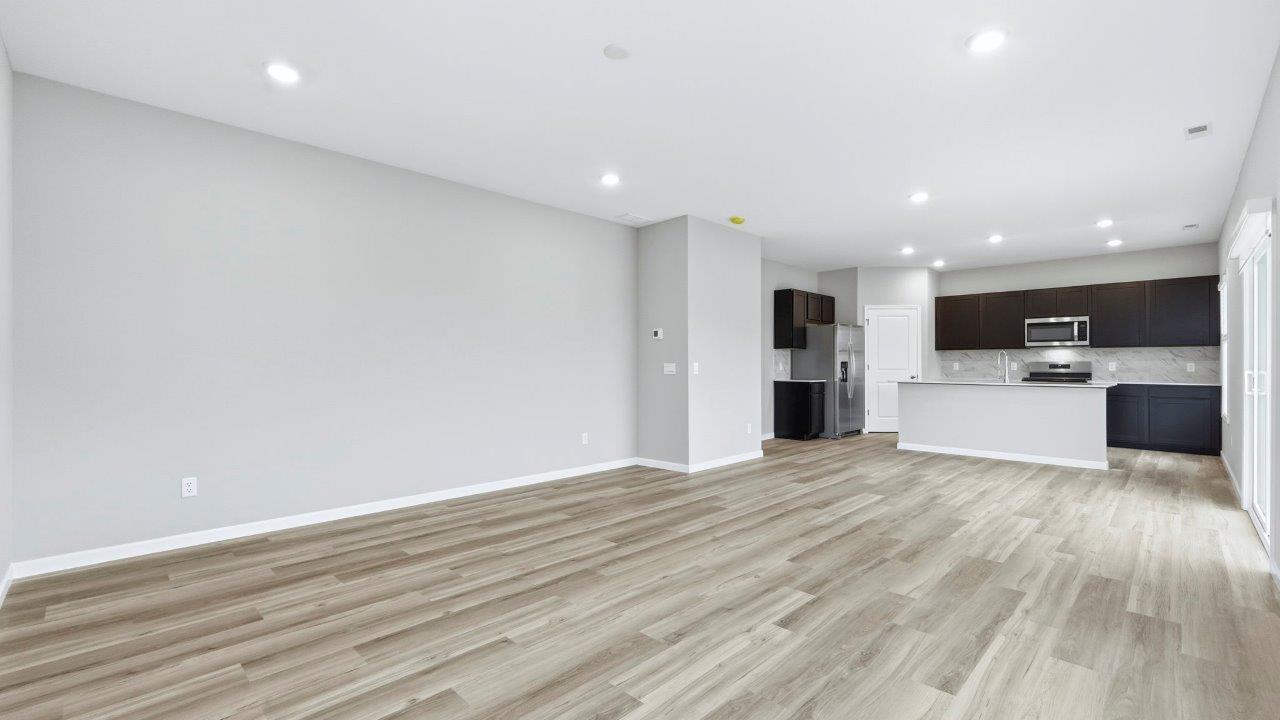 open plan living room with lvp