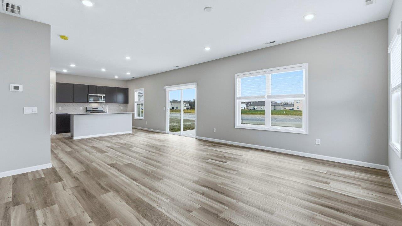 open plan living room with lvp