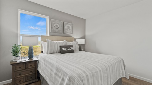 Estates at Signal Ridge Chatham model home bedroom 3 with single window with LVP flooring