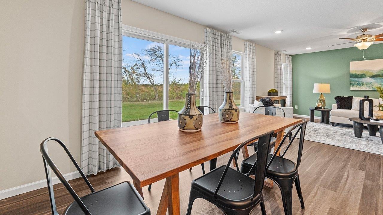 harmony dining room with sliding door to yard