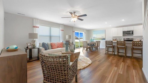 Farmstead at Carroll Creek Model kitchen, dining, and living room
