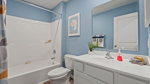 sonora chatham model home Bathroom 2 with vanity sink and tub shower