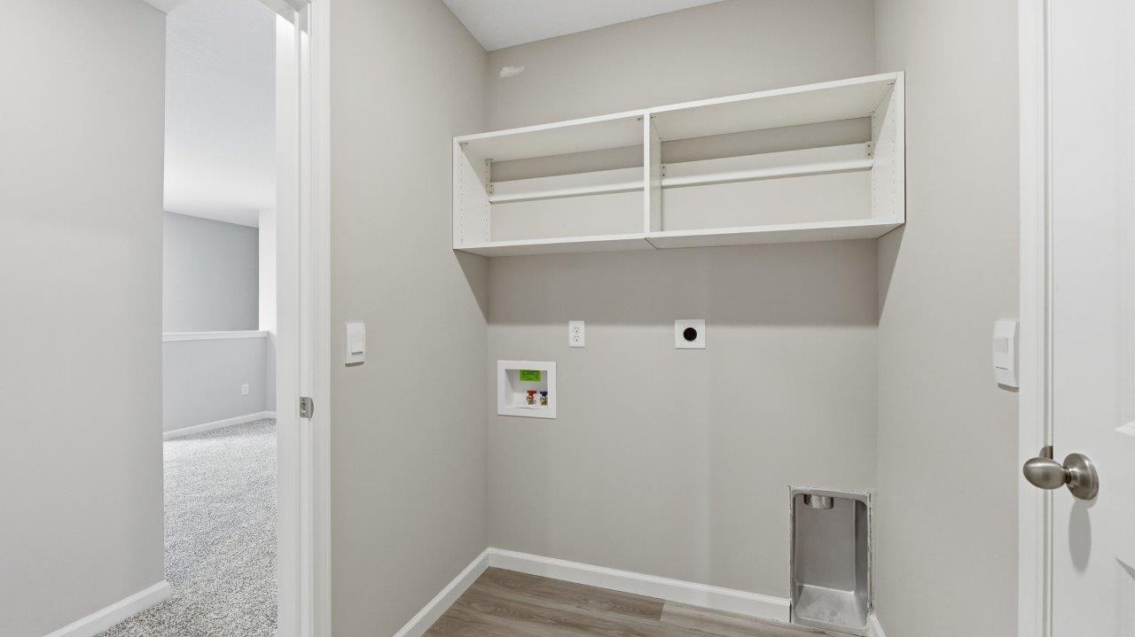 sonora elm laundry room with built in shelving
