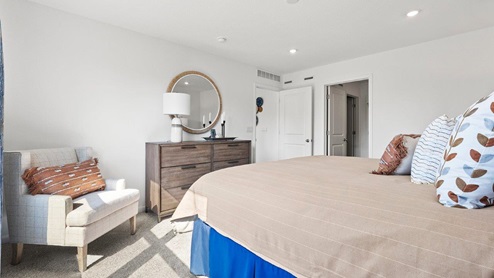 Chatham model home main bedroom with Conlon Birdbath carpet flooring