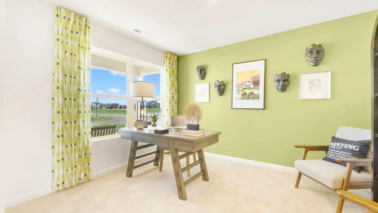 bellamy study furnsihed as office at front of home