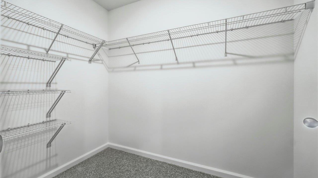 primary ensuite walk in closet with shelving