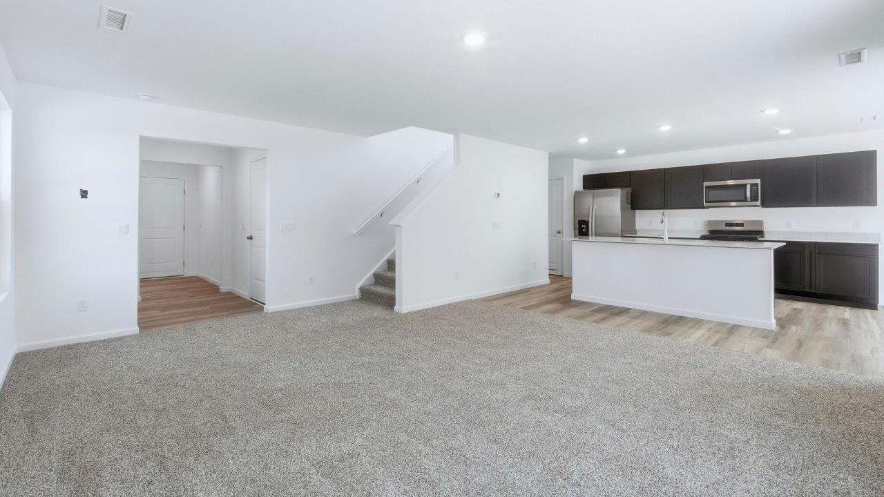 living room and kitchen open layout