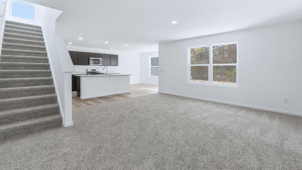 living room and kitchen open layout