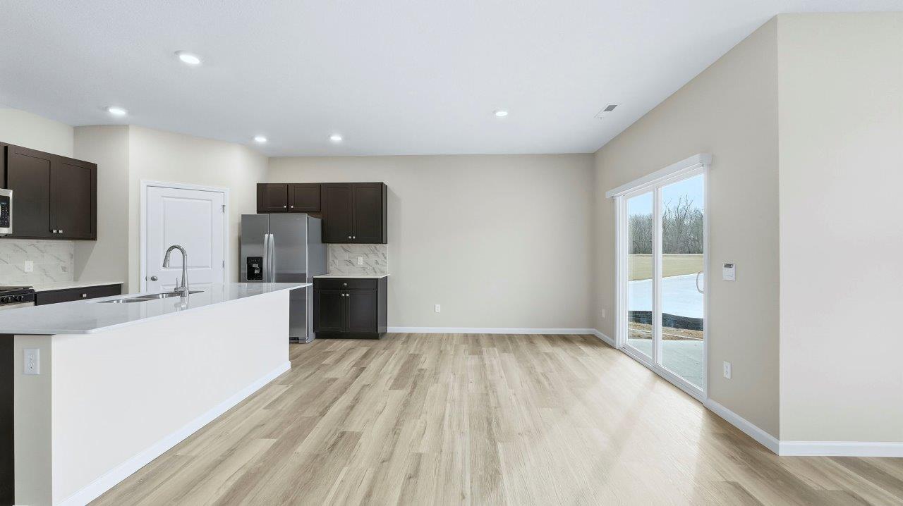 kitchen island overlooking dining room