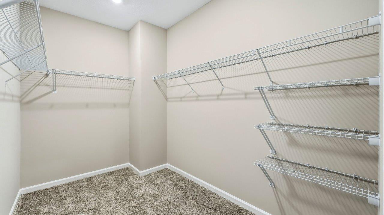 primary ensuite walk in closet with shelving