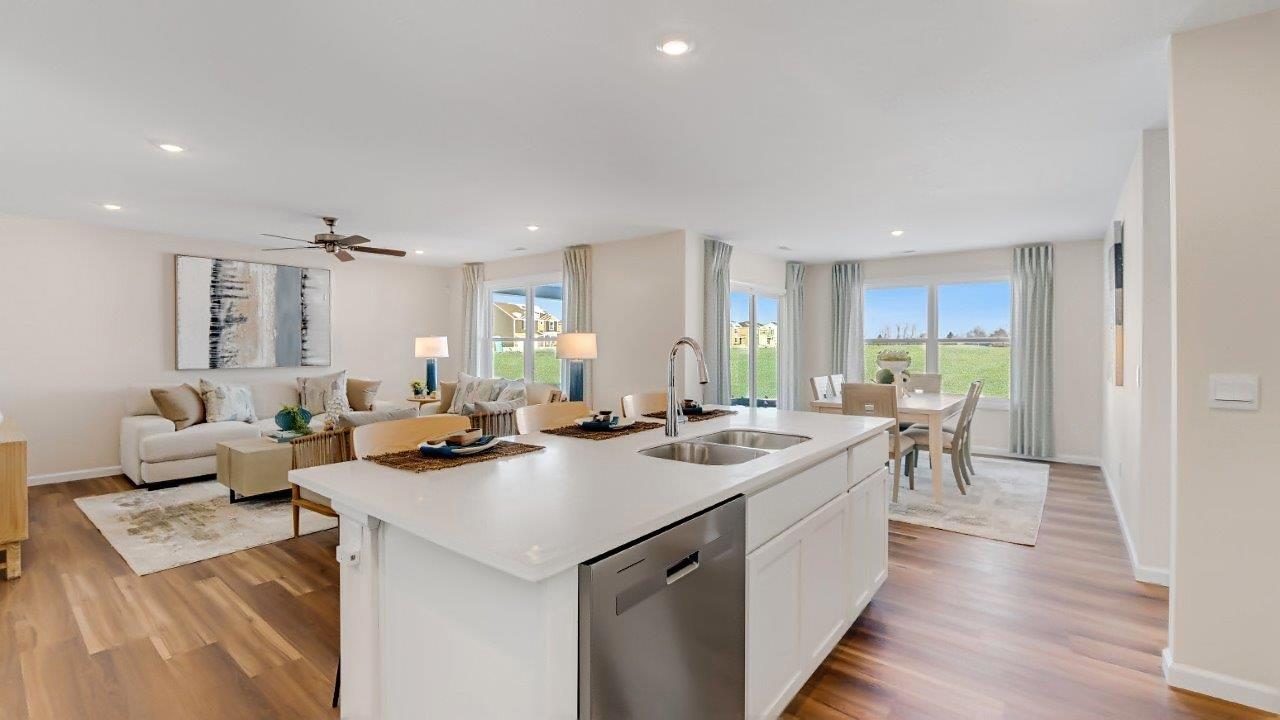 erie kitchen with island with seating