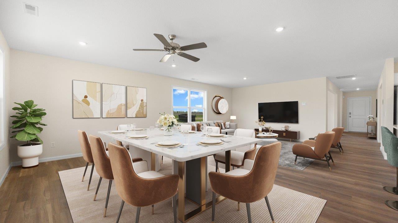 wabash dining room with sliding door to backyard covered patio