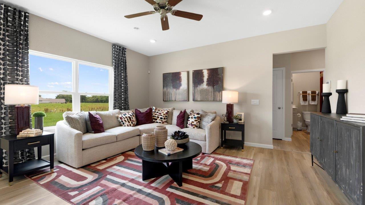 open concept living room with lvp flooring