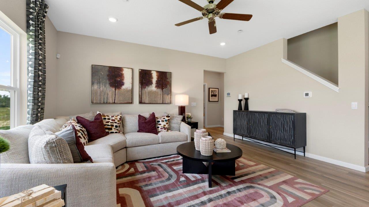 open concept living room with lvp flooring