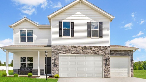 belmont woods henley model home exterior with 3 car garage