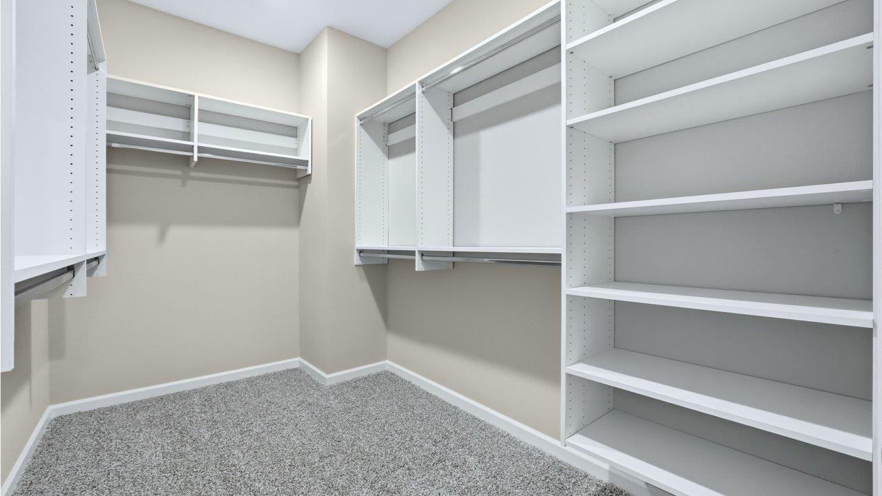 primary ensuite walk-in closet with built-in shelving