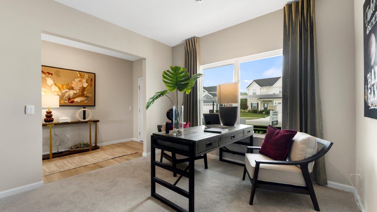 Henley first floor study carpet and windows