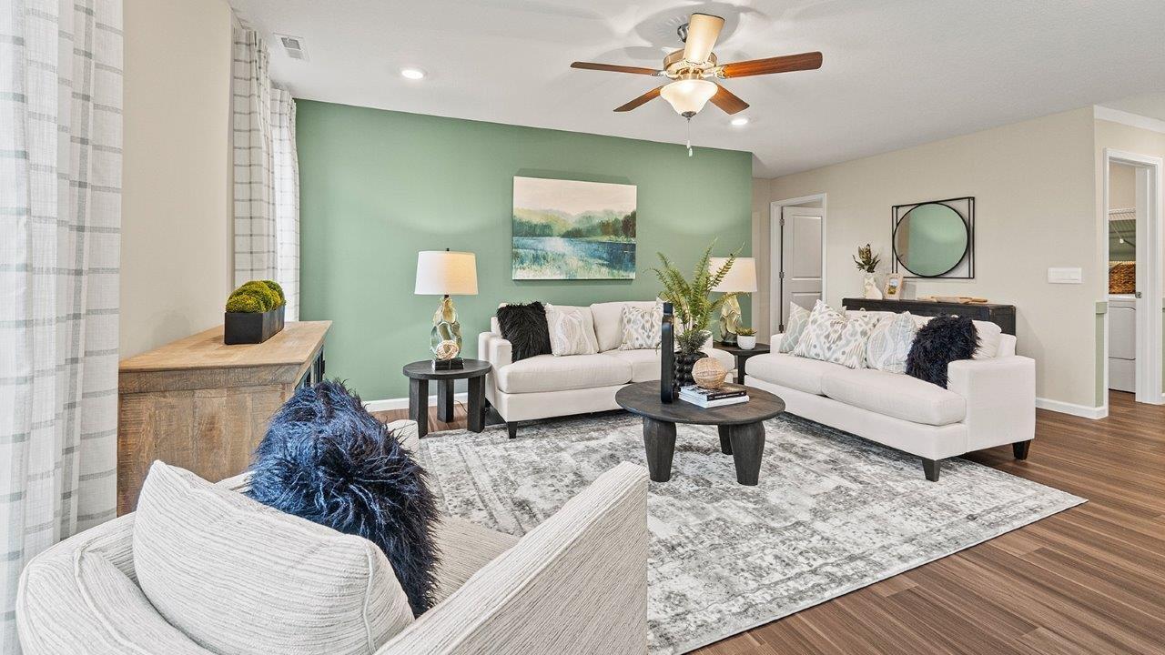 harmony example living room with lvp flooring and fan