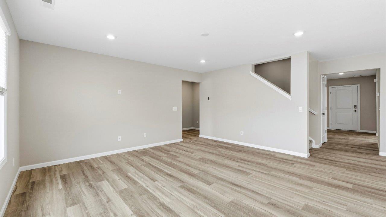 open plan living room with lvp