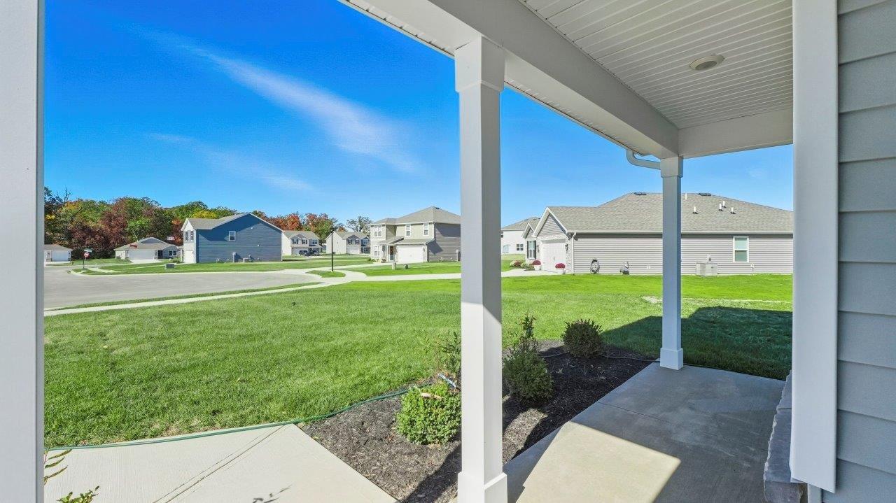 spacious covered front porch