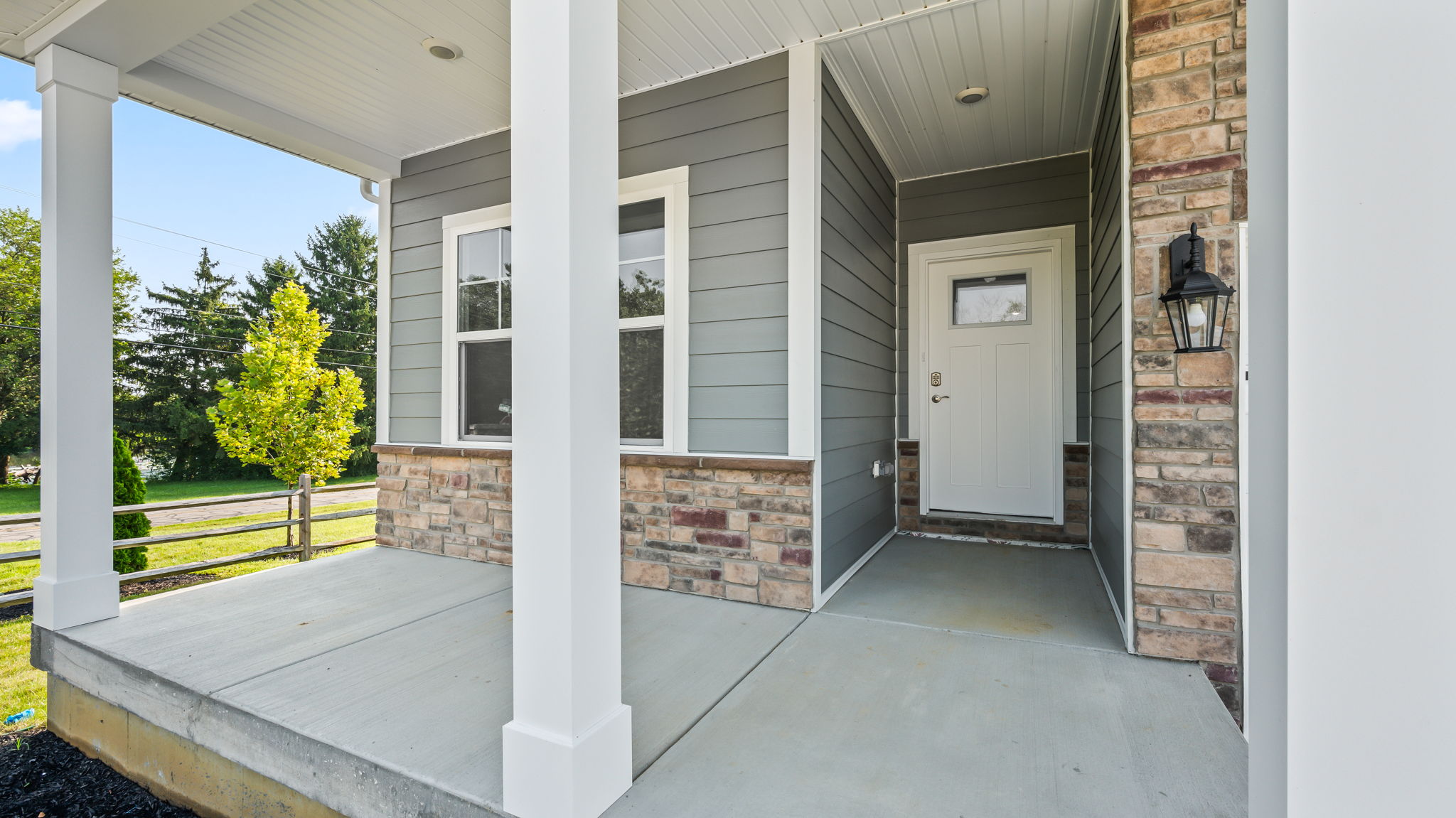 Closeup of covered porch