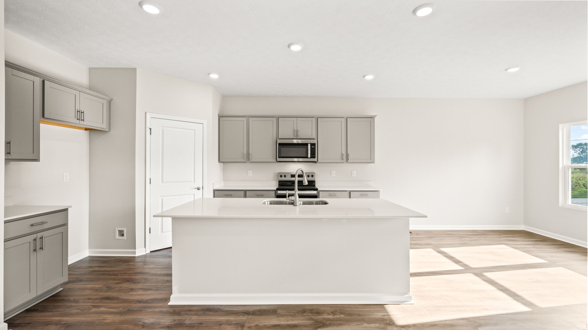 Head-on image of the kitchen area