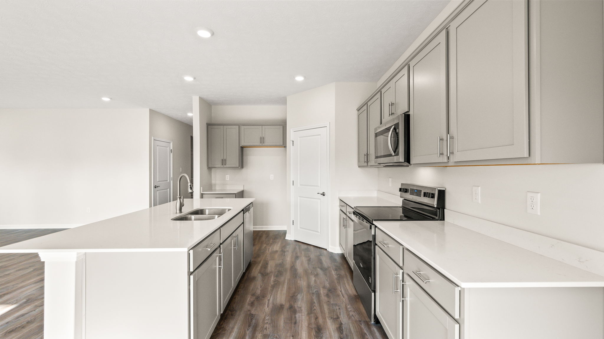 Side view of kitchen walkway