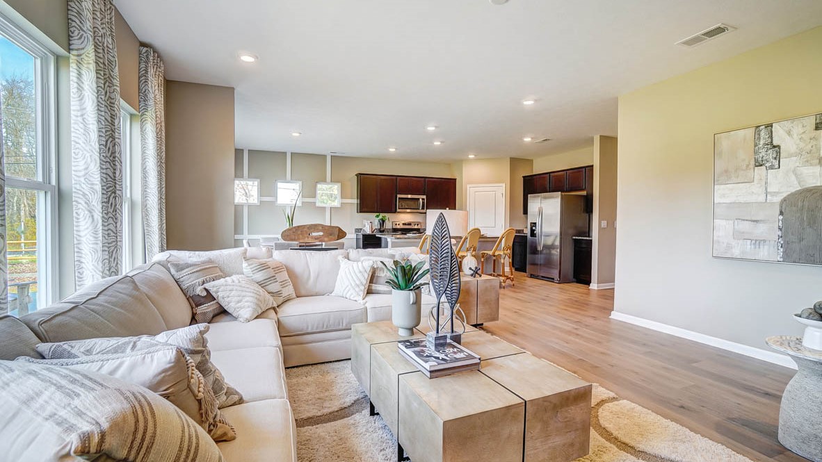 Open concept Great room with living room dining room and kitchen