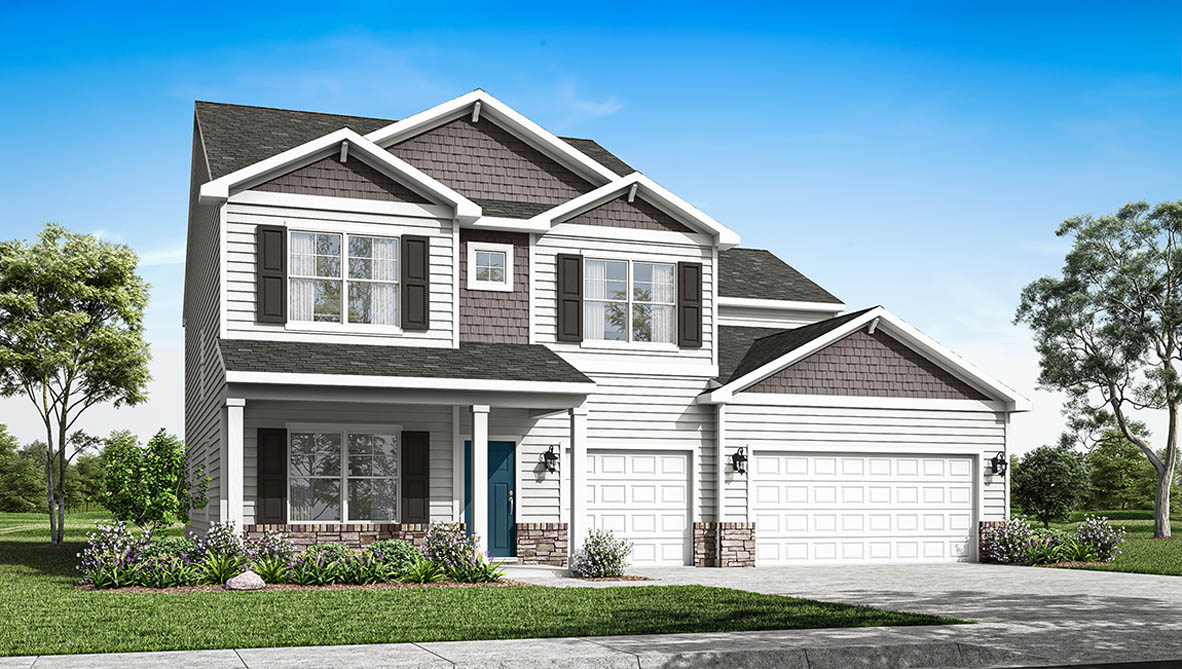 Exterior rendering of a dayton plan home with D2 exterior