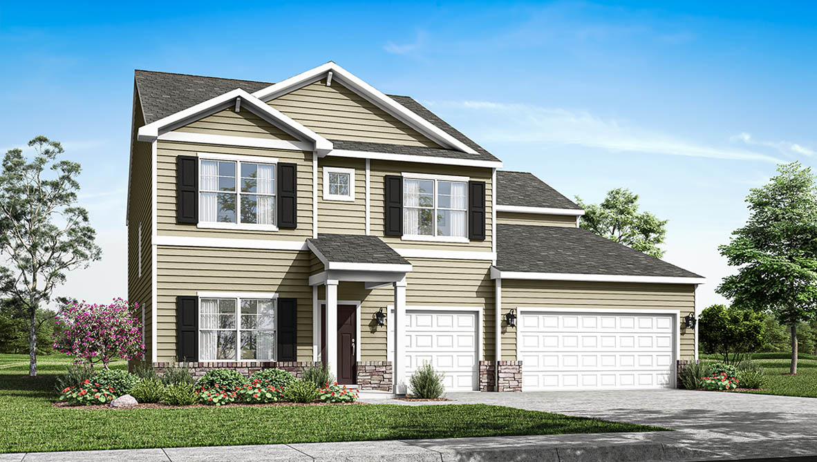 rendering of a dayton plan home with A2 elevation.