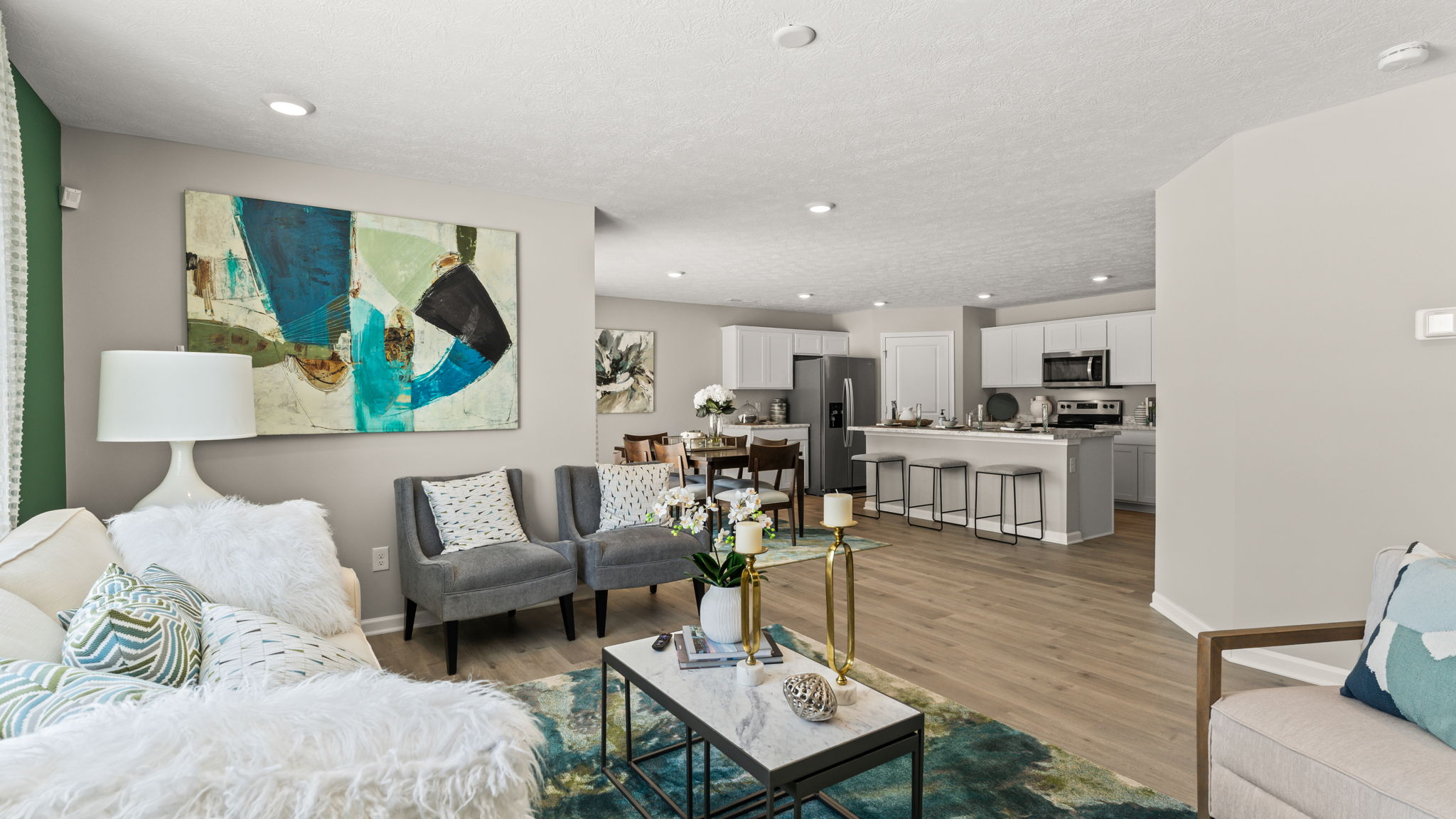 Full great room and kitchen